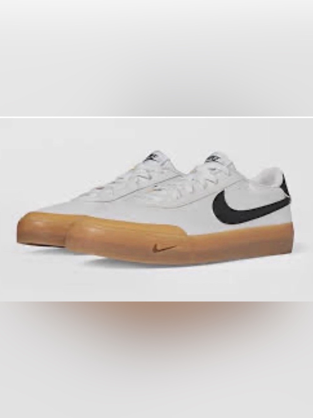 Nike Men’s White Sneakers with Gum Sole and Black Swoosh